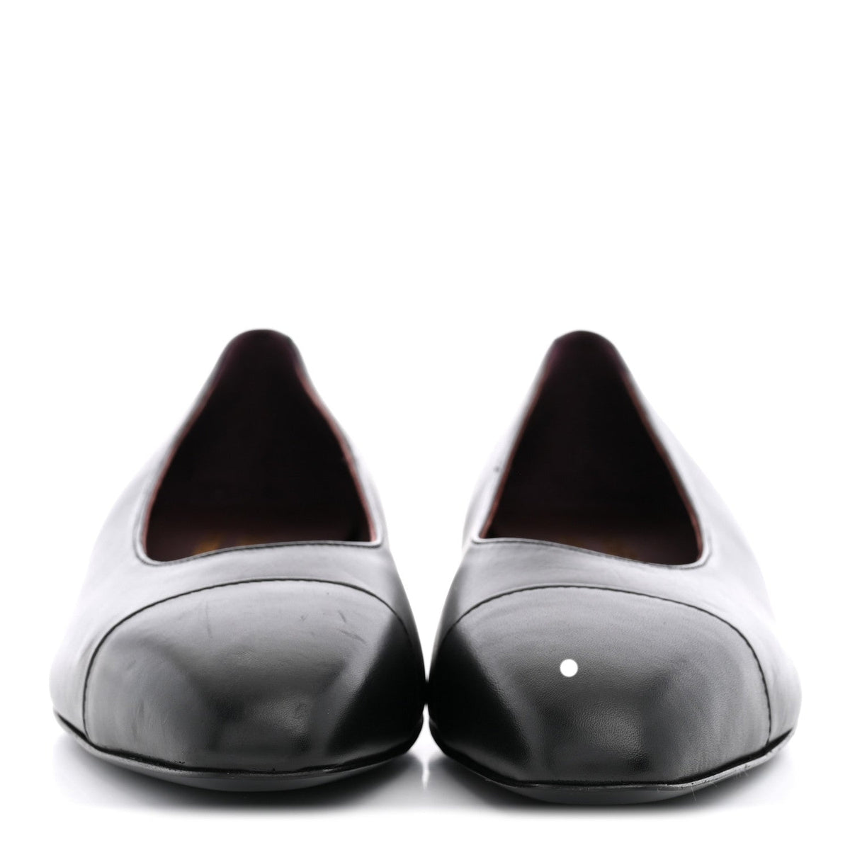 Lambskin Cap Toe CC Uniform Ballerina Flats 36.5 Black