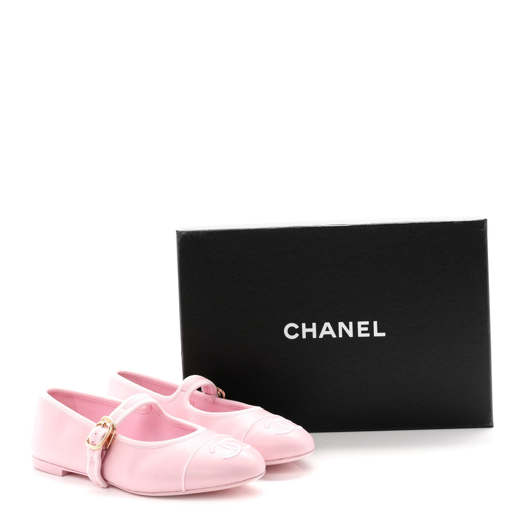 Lambskin Mary Jane Flats 37.5 Light Pink