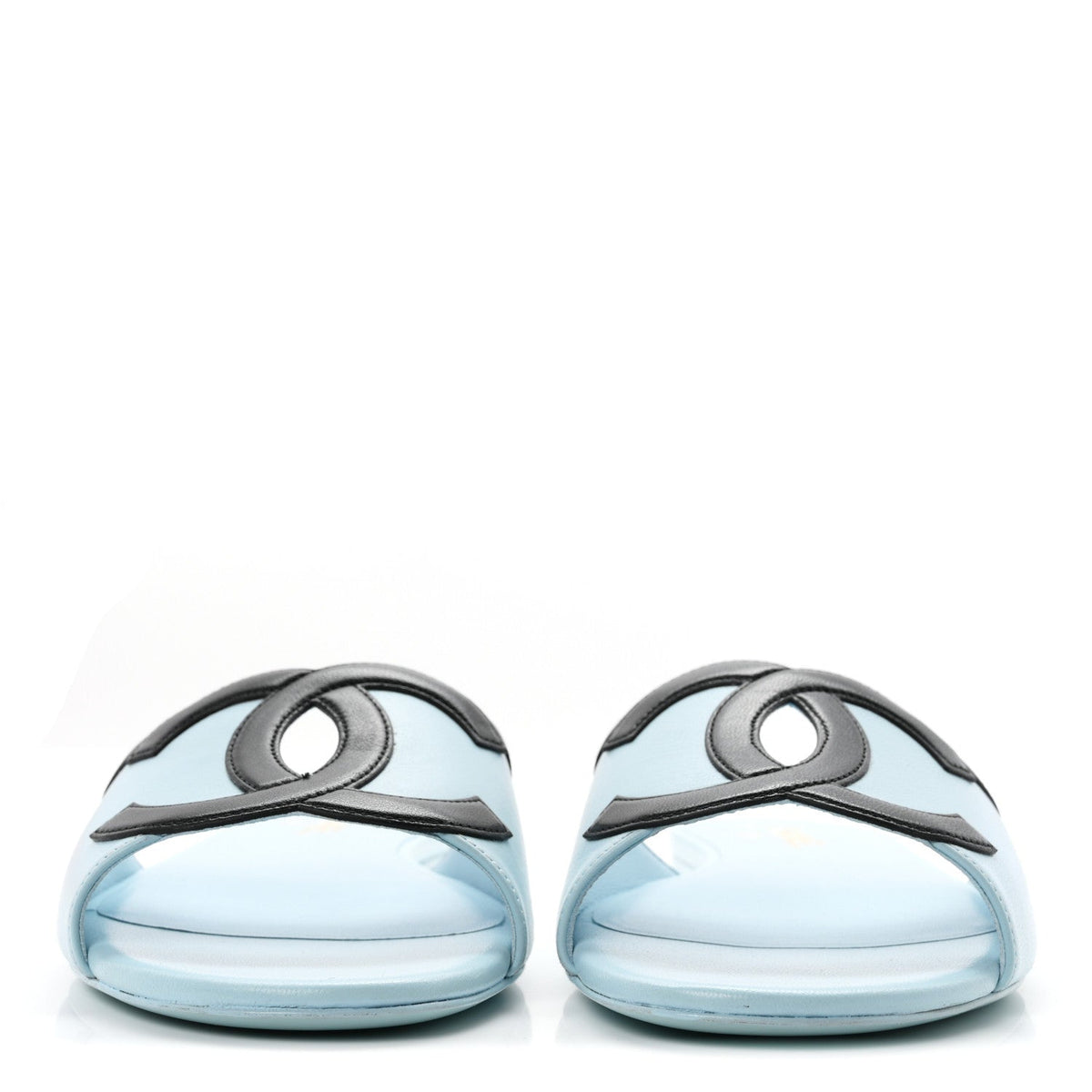 Lambskin CC Cutout Mules 41 Blue Black