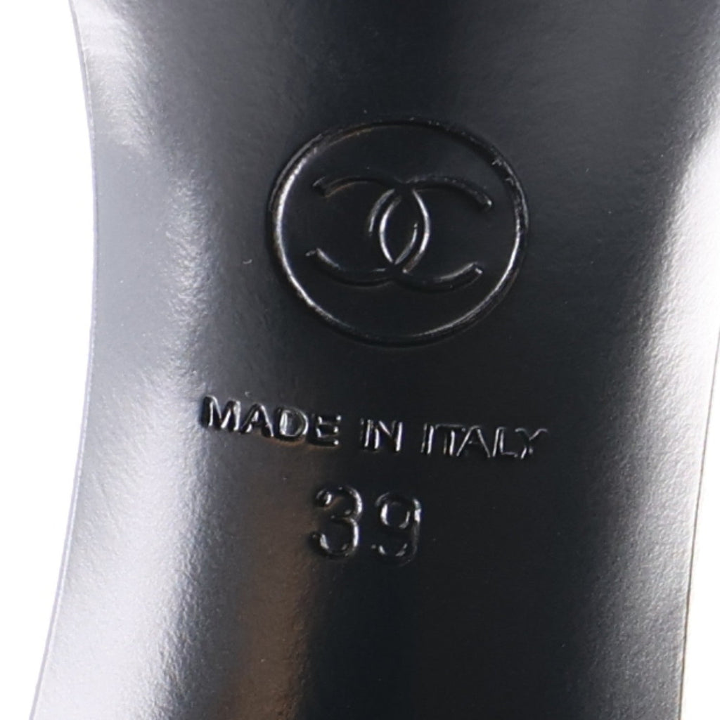 Lambskin Logo Platform Sandals 39 Black