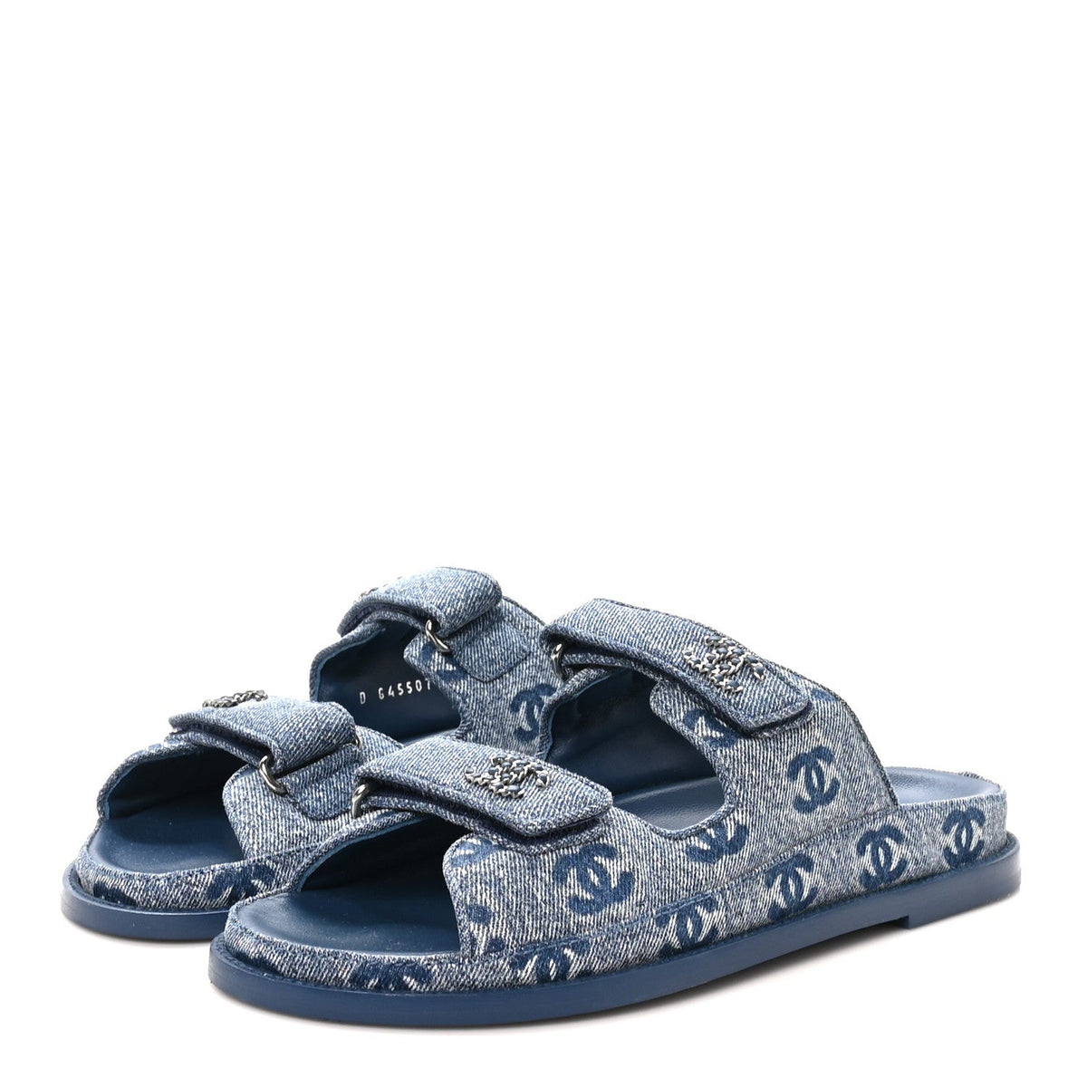 Denim CC Velcro Dad Chain CC Slide Sandals 39 Blue