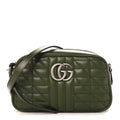 Calfskin Matelasse Aria Small GG Marmont Chain Shoulder Bag Military Wood