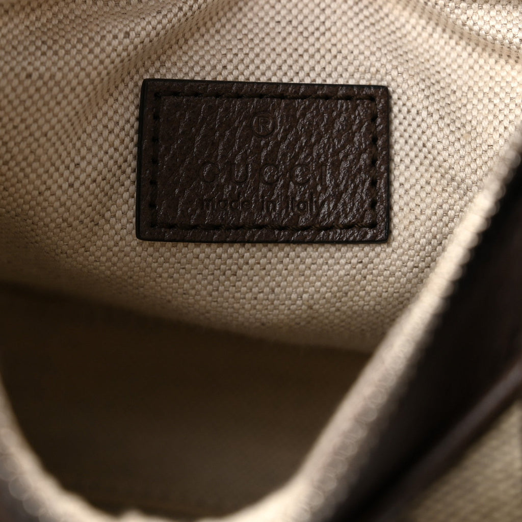 GG Supreme Monogram Textured Calfskin Web Small Attache Shoulder Bag Beige Ebony New Acero