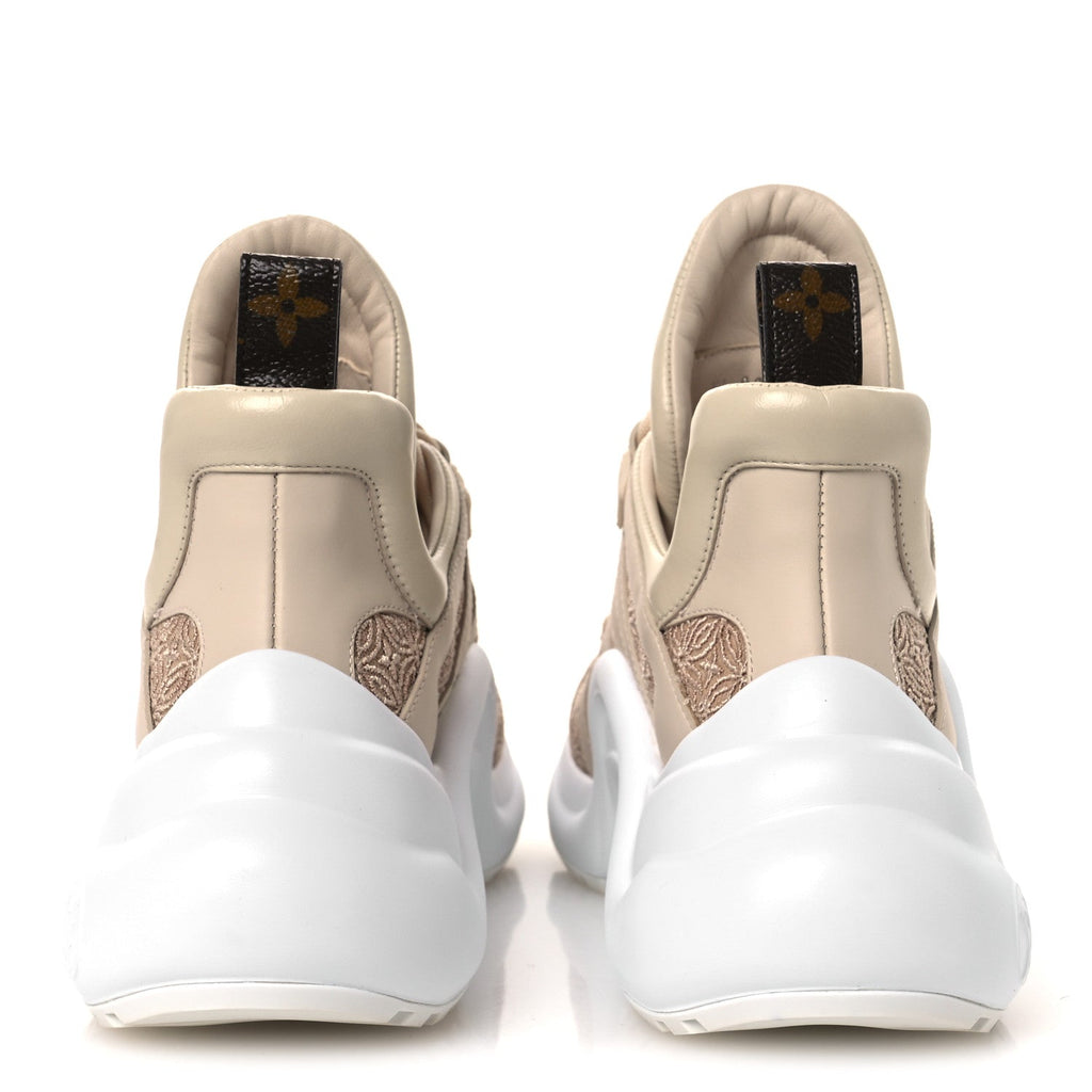 Fabric Embroidered Calfskin LV Archlight Sneakers 37 Nude