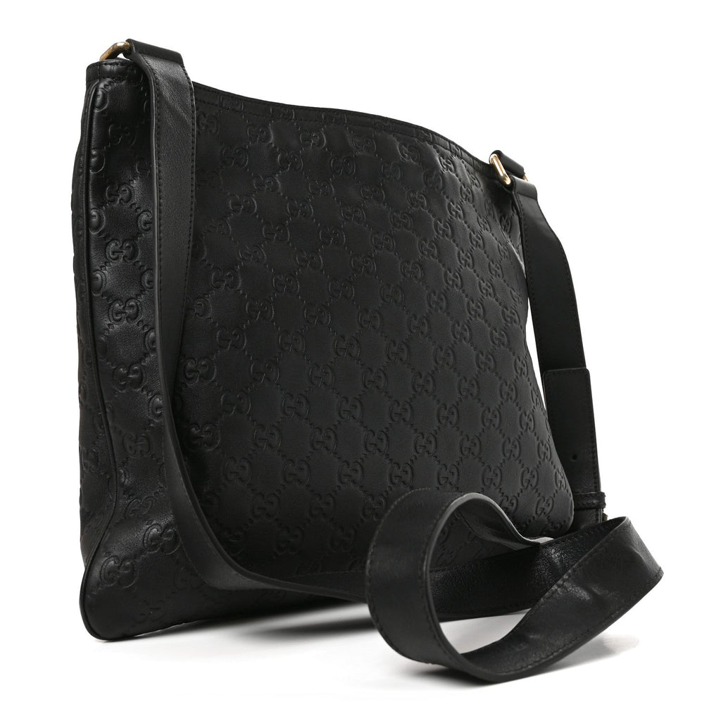 Guccissima Medium Flat Messenger Bag Black