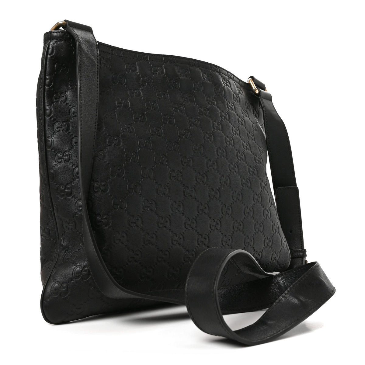 Guccissima Medium Flat Messenger Bag Black