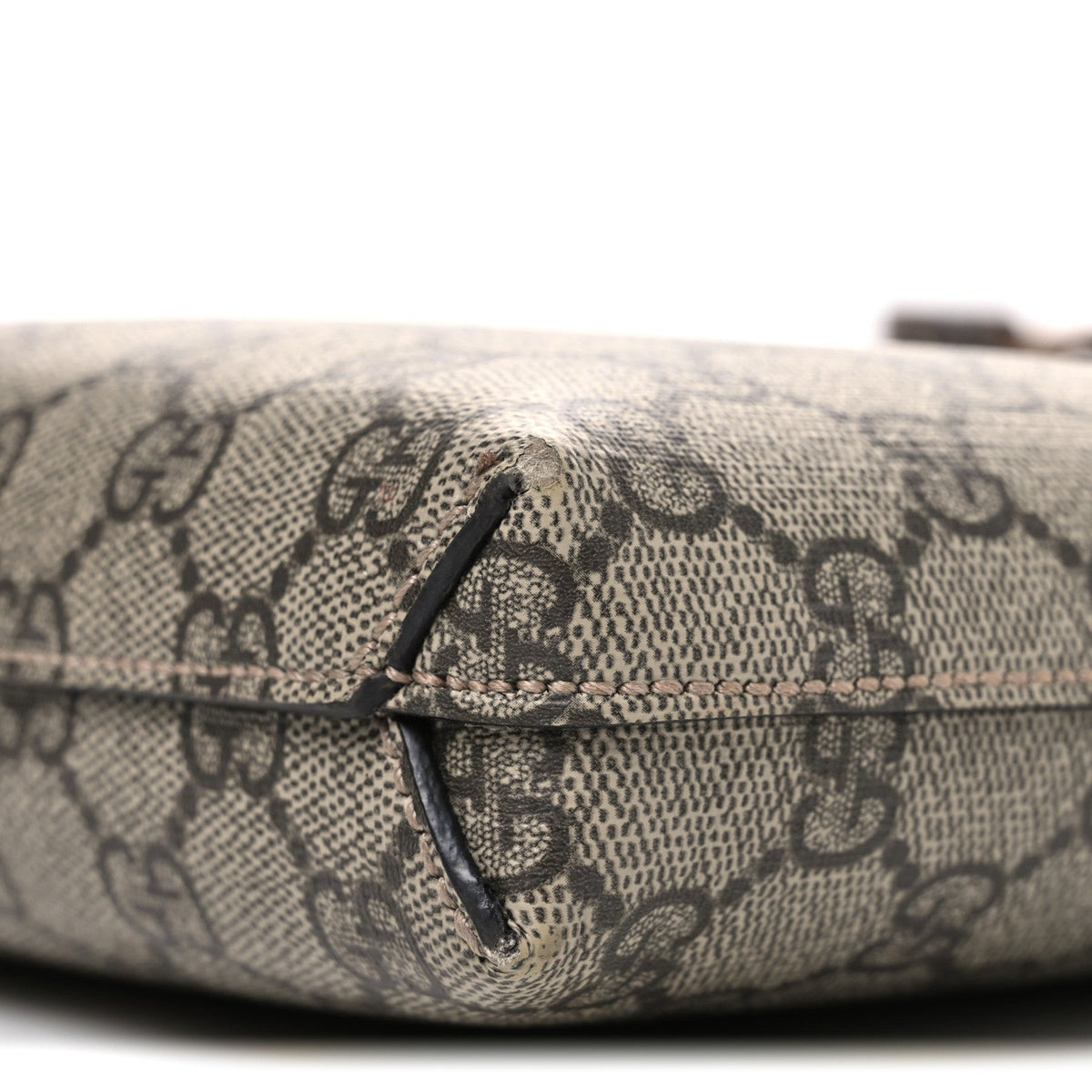 GG Supreme Monogram Azalea Calfskin Retro Interlocking G Wristlet Messenger Bag Beige Ebony Brown Sugar