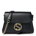 Dollar Calfskin Interlocking G Crossbody Bag Black
