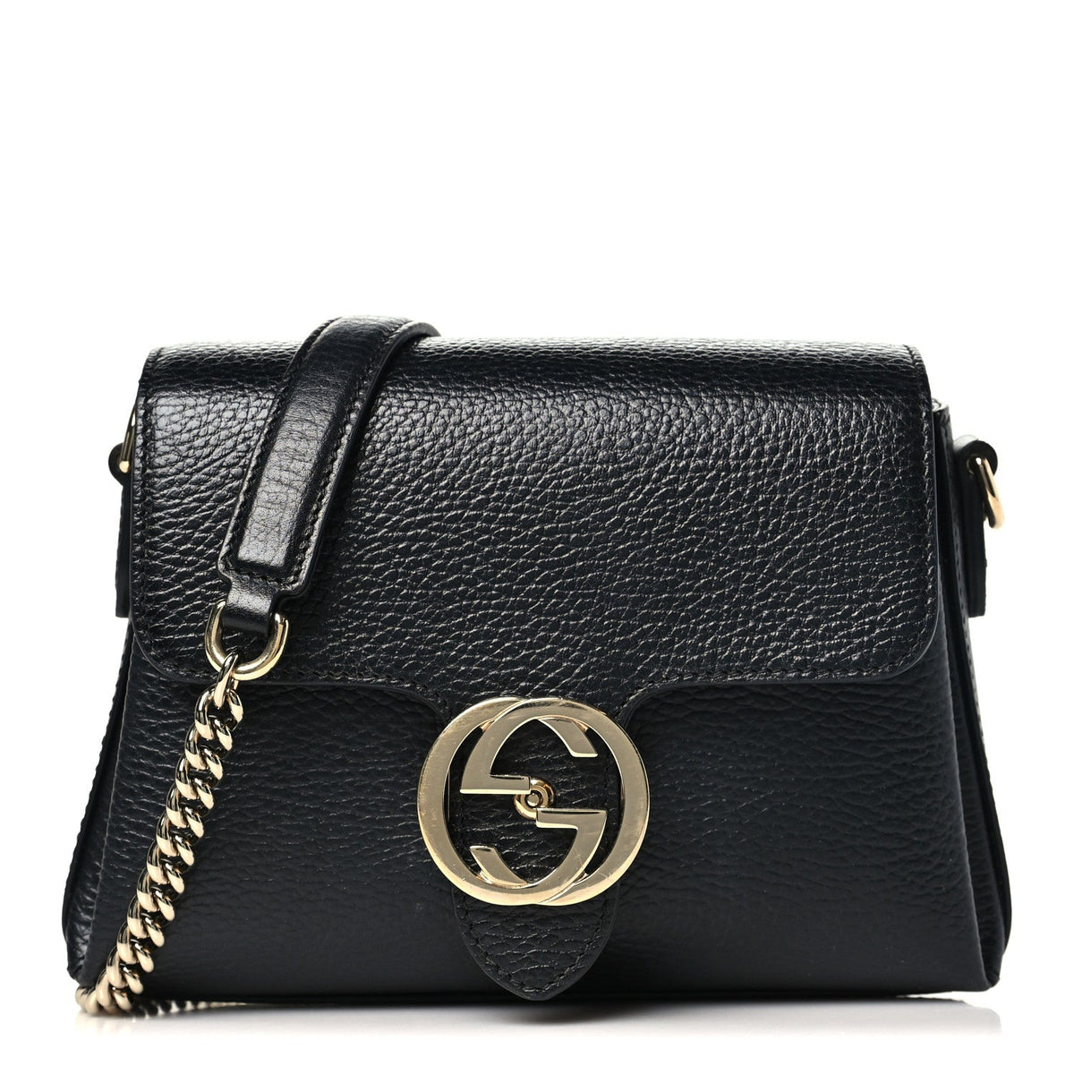 Dollar Calfskin Interlocking G Crossbody Bag Black