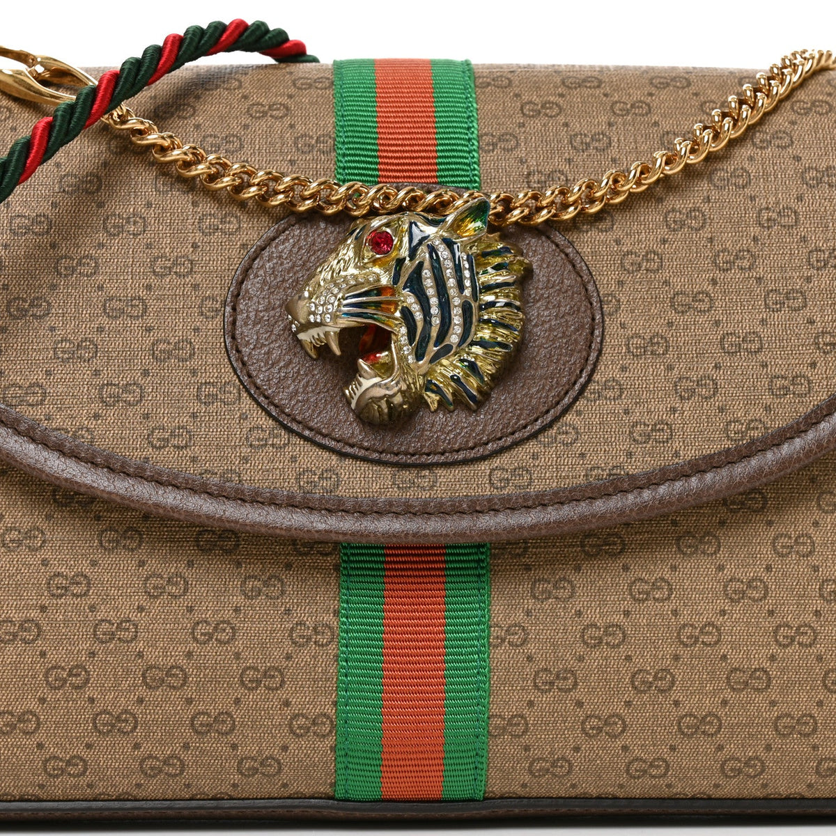 Mini Vintage GG Supreme Monogram Web Small Rajah Slim Flap Shoulder Bag Beige New Acero