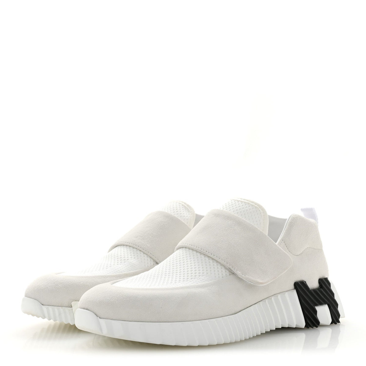 Suede Goatskin Mesh Fabric H Sneakers 38 White