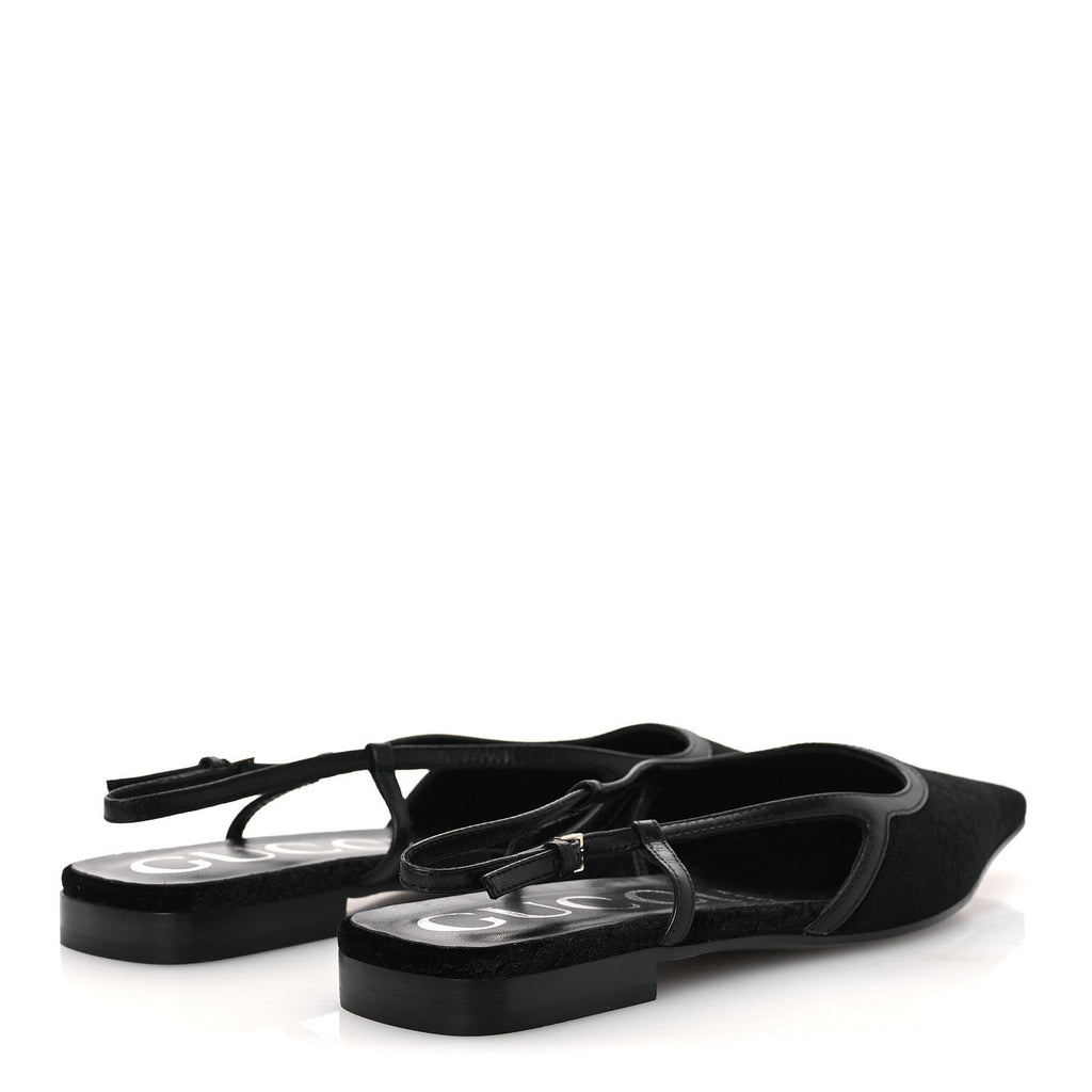 Velvet GG Monogram Slingback Ballet Flats 37.5 Black