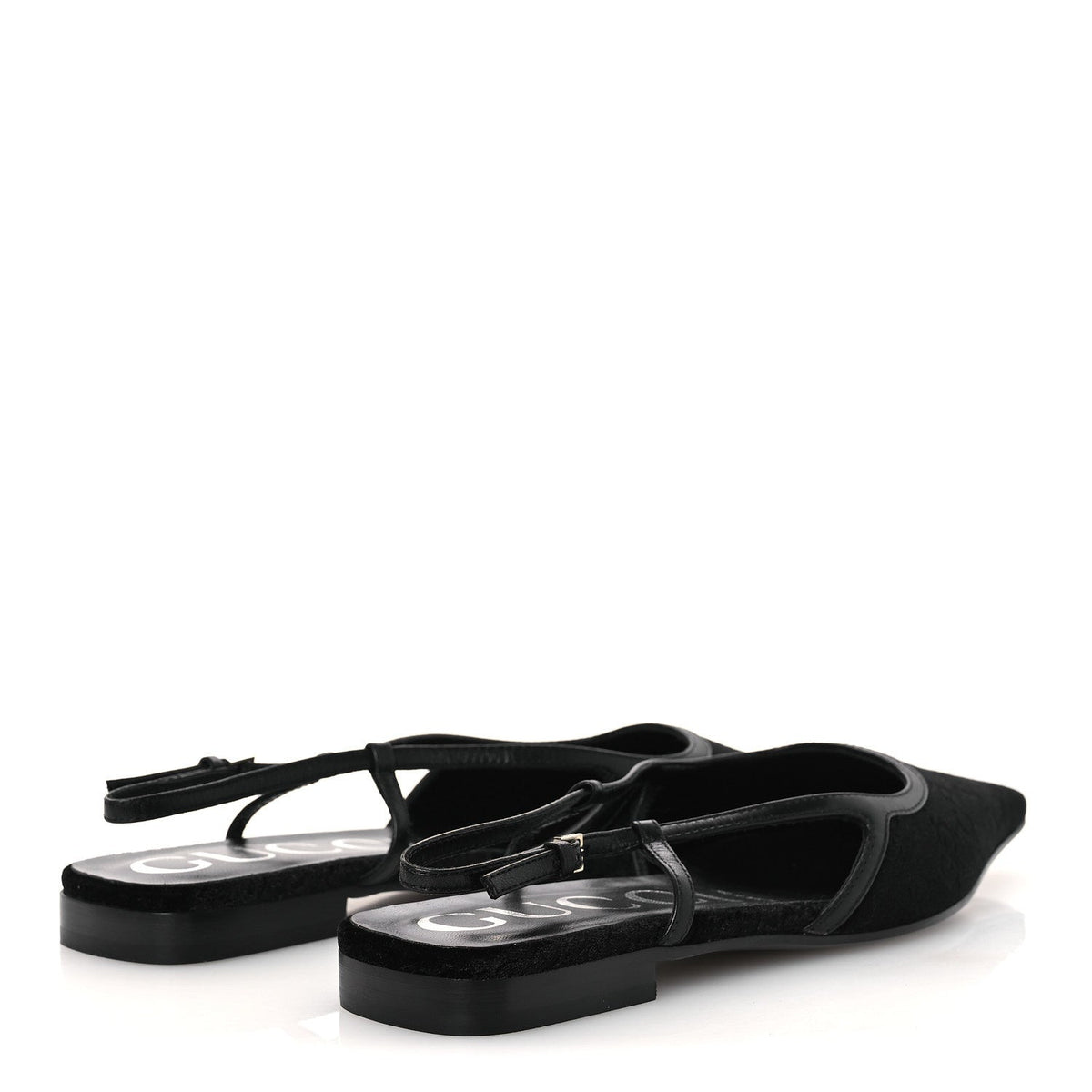 Velvet GG Monogram Slingback Ballet Flats 37.5 Black