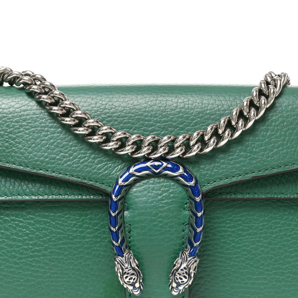 Dollar Calfskin Enamel Small Dionysus Shoulder Bag Emerald Electric Blue