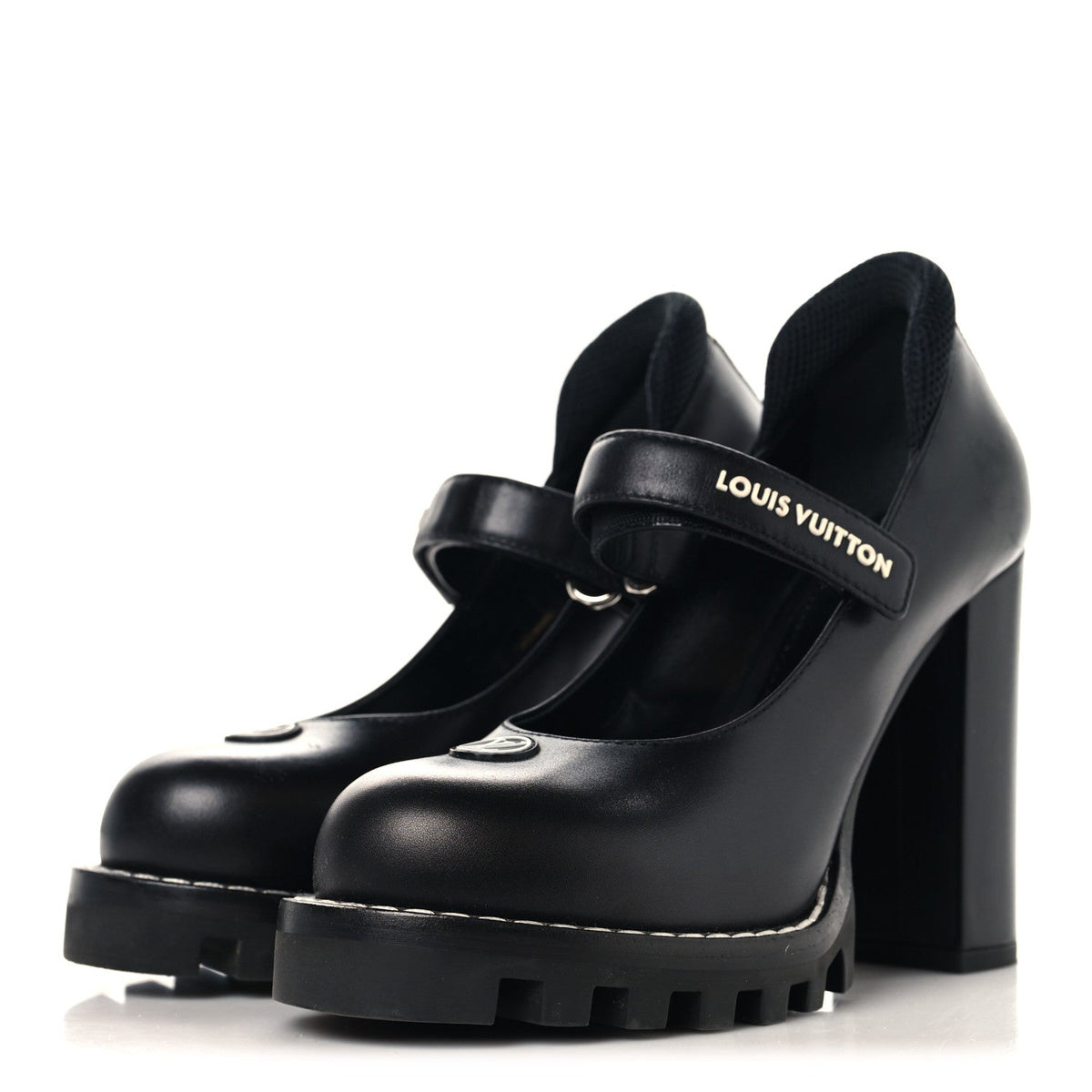 Calfskin Star Trail Ankle Pumps 35.5 Black