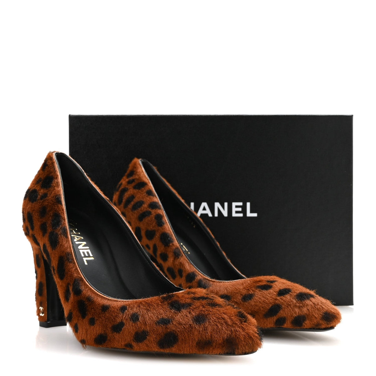 Pony Hair Lambskin Pumps 40 Brown Black