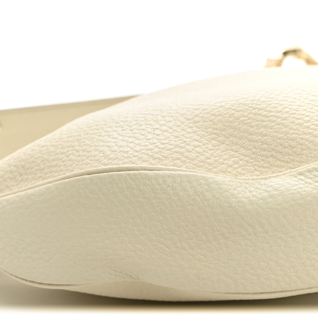Calfskin Half Moon Bamboo Ring Hobo White