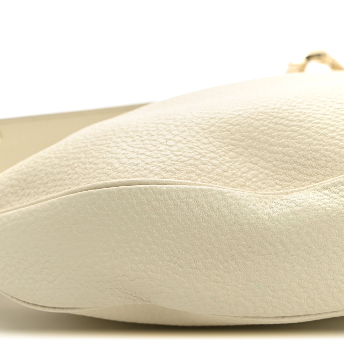 Calfskin Half Moon Bamboo Ring Hobo White