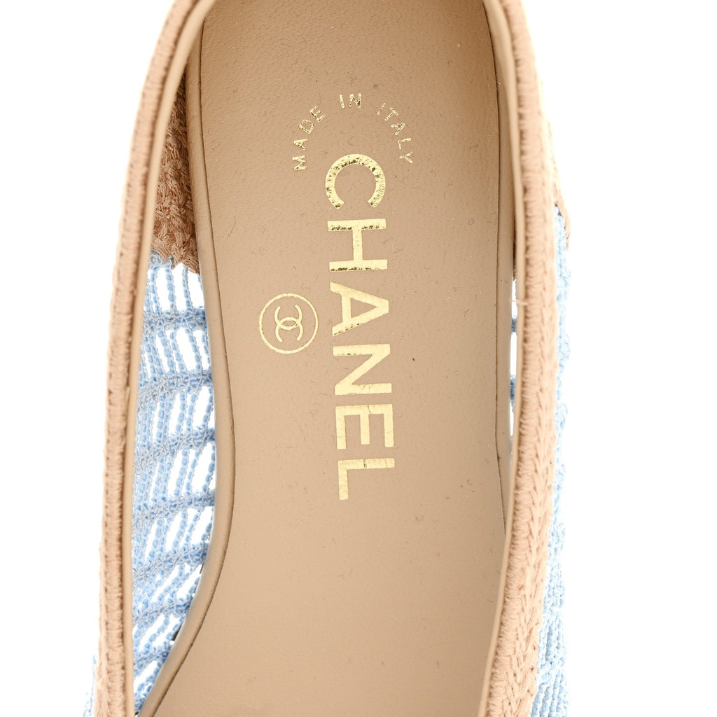 Raffia CC Cap Toe Ballerina Flats 35 Blue Beige