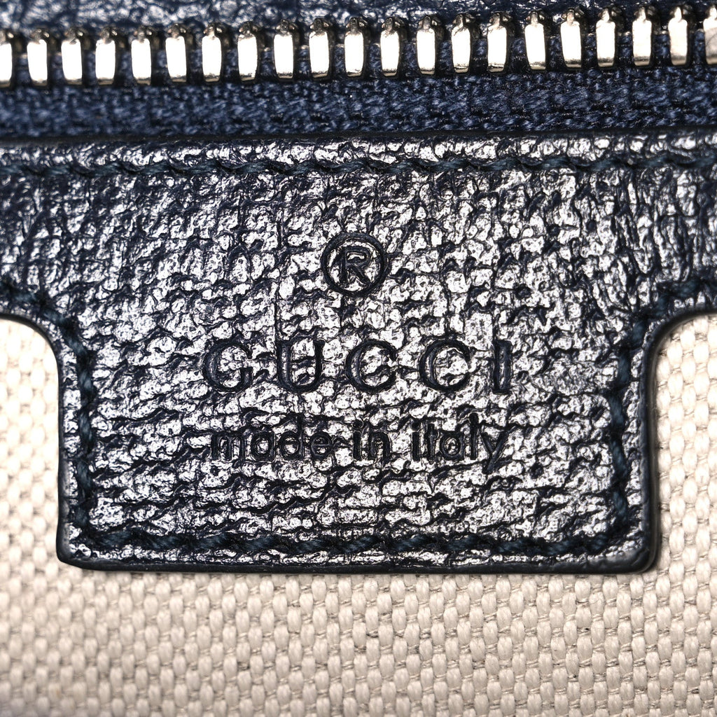 GG Supreme Monogram Azalea Calfskin Retro Interlocking G Wristlet Messenger Bag Beige Blue