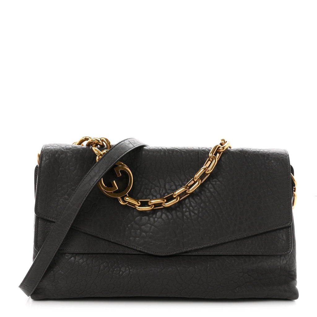 Grained Lambskin Large Chain Shoulder Bag Grey