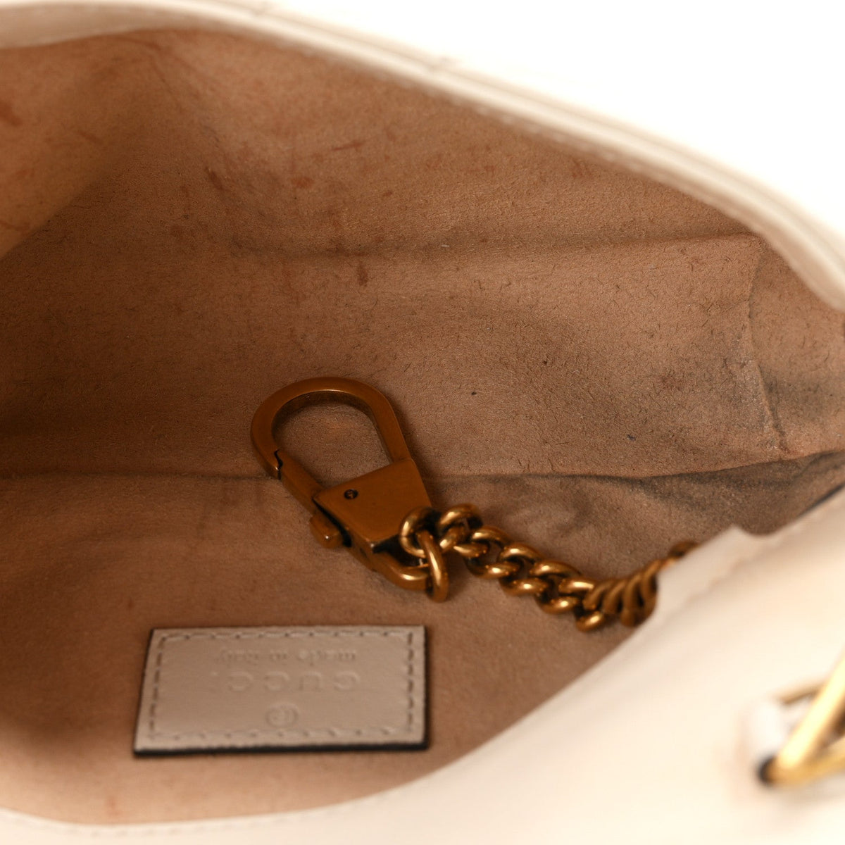 Calfskin Matelasse Super Mini GG Marmont Shoulder Bag White