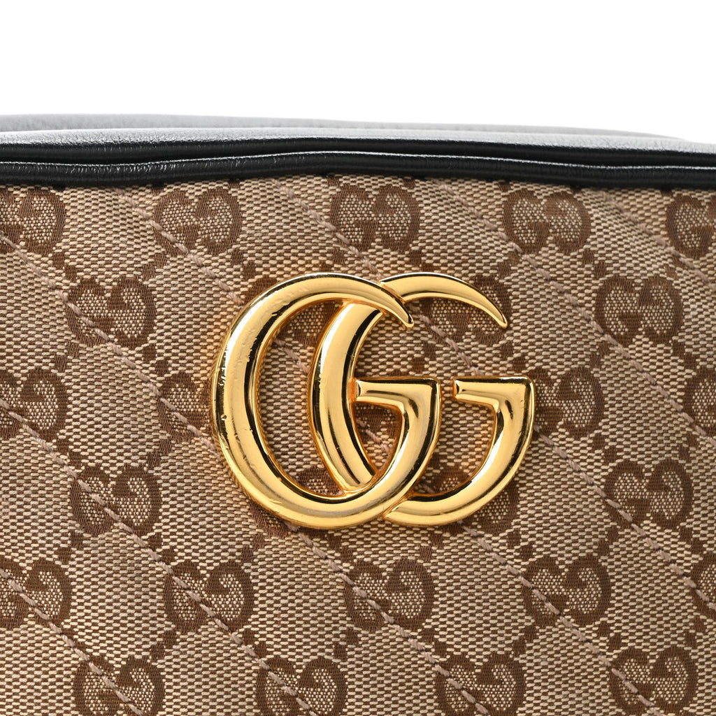 Monogram Matelasse Diagonal Small GG Marmont Chain Shoulder Bag Beige Black