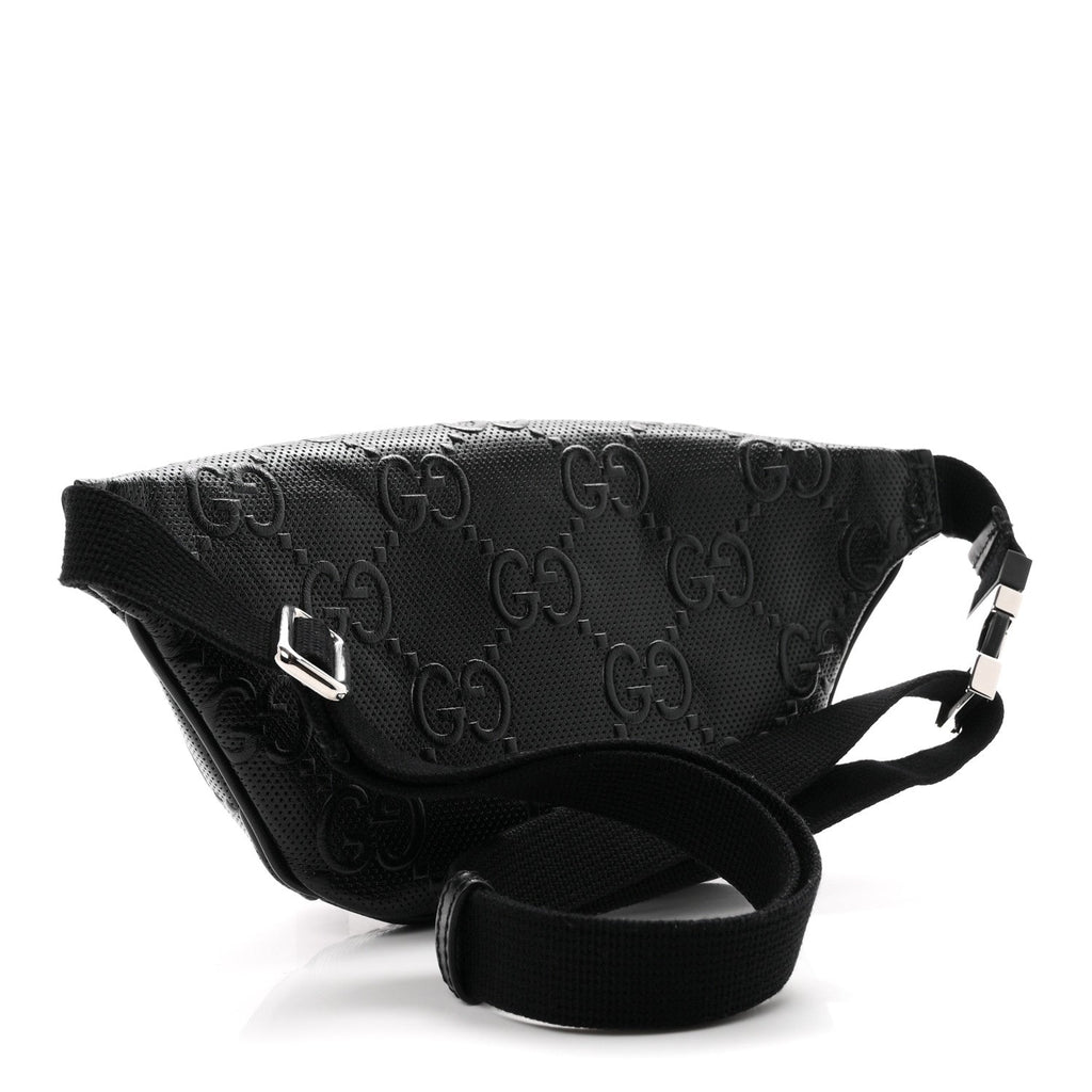 Calfskin GG Tennis Embossed Belt Bag Black