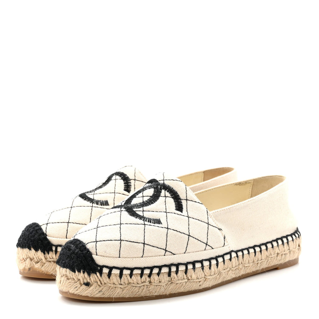 Fabric Biarritz CC Espadrilles 36 Beige Black