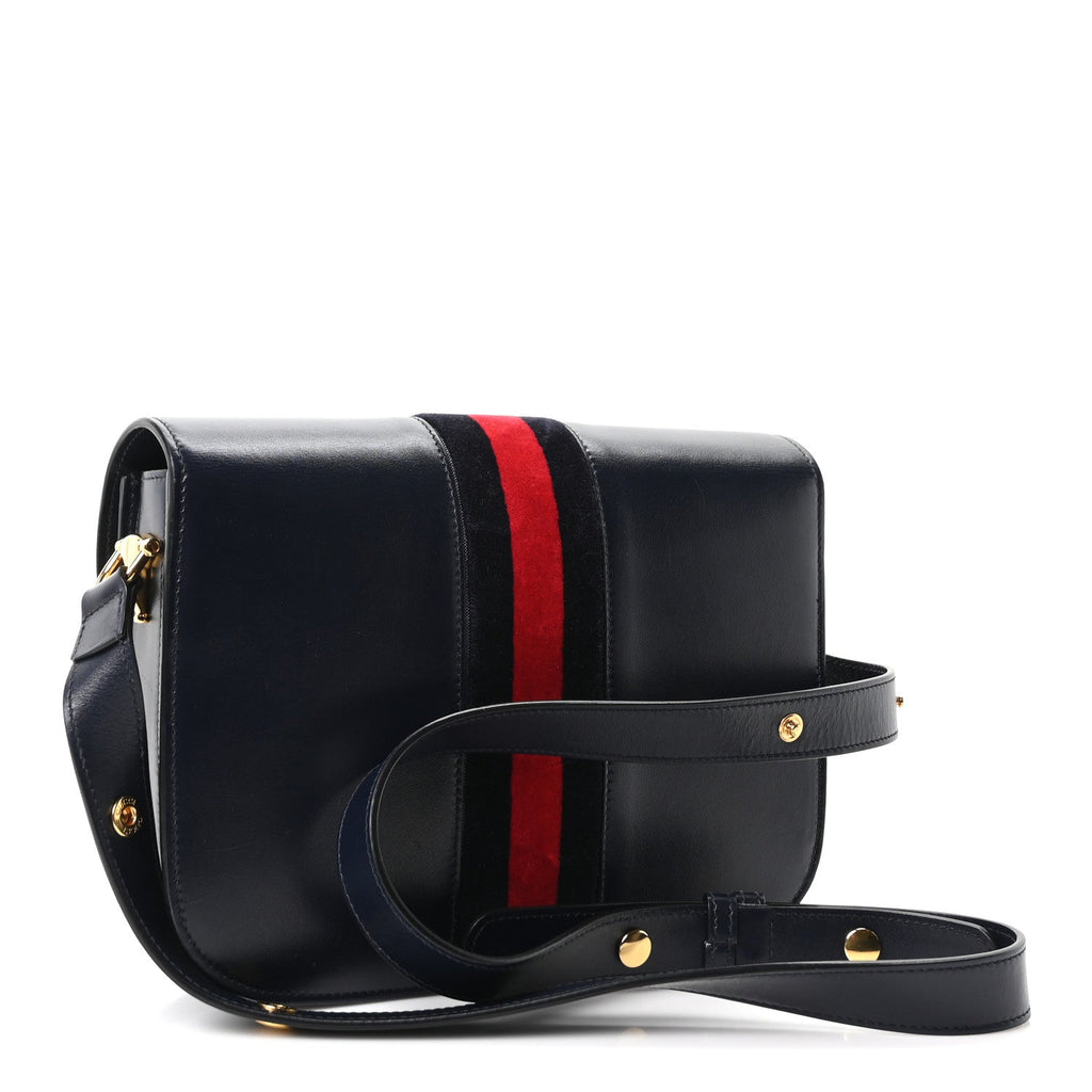 Calfskin Velvet Web Horsebit 1955 Shoulder Bag Blue