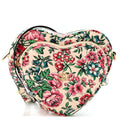 Calfskin Matelasse Diagonal Brit Roses Print Mini Interlocking G Heart Shoulder Bag  White Multicolor