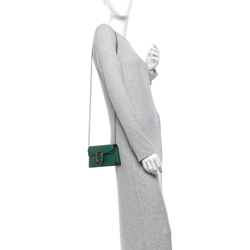 Dollar Calfskin Crystal Super Mini Dionysus Shoulder Bag Emerald