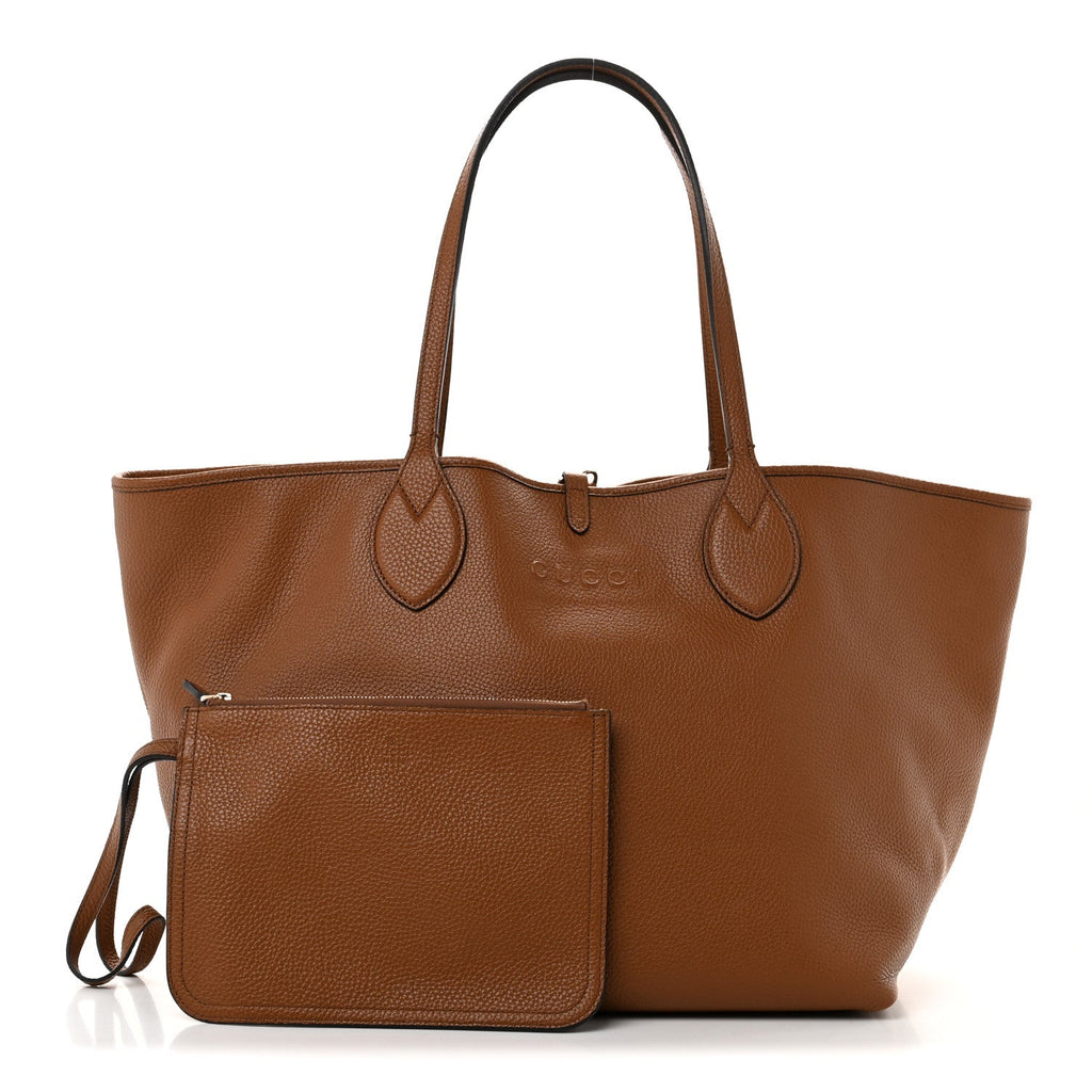 Grained Calfskin Monogram Large Totissima Reversible Tote Brown