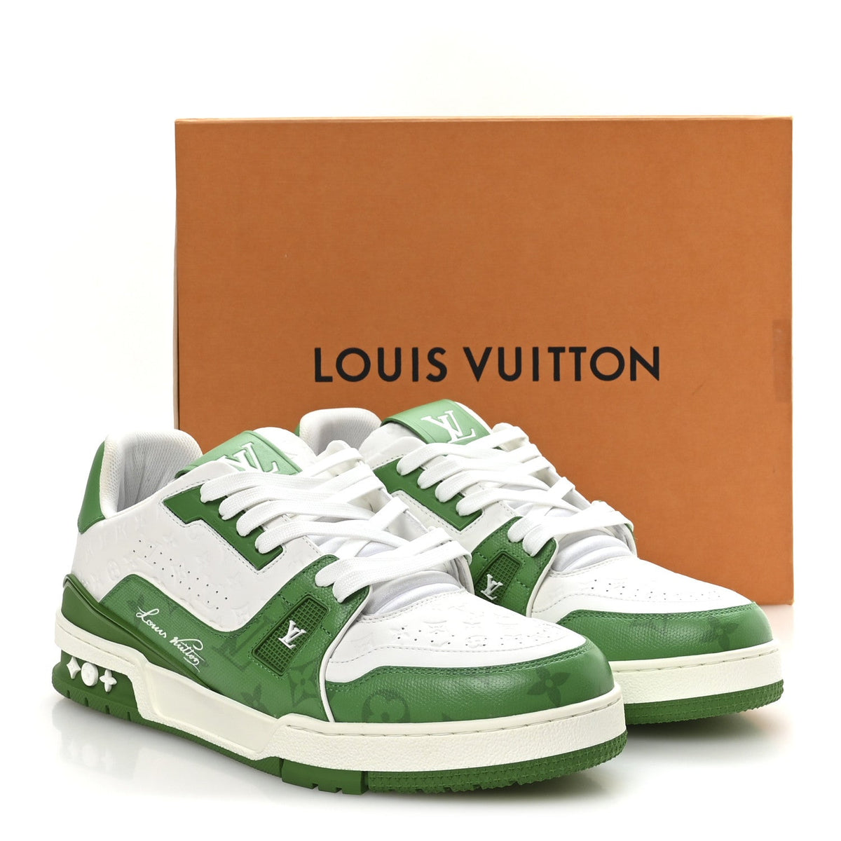 Calfskin Monogram Mens LV Trainer Sneakers 8.5 Green