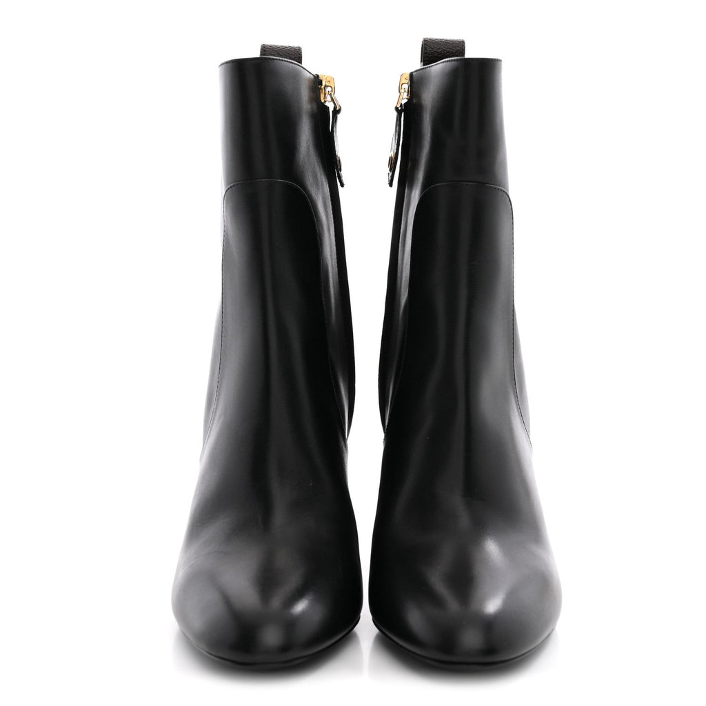 LV X YK Calfskin Monogram Silhouette Ankle Boots 37.5 Black