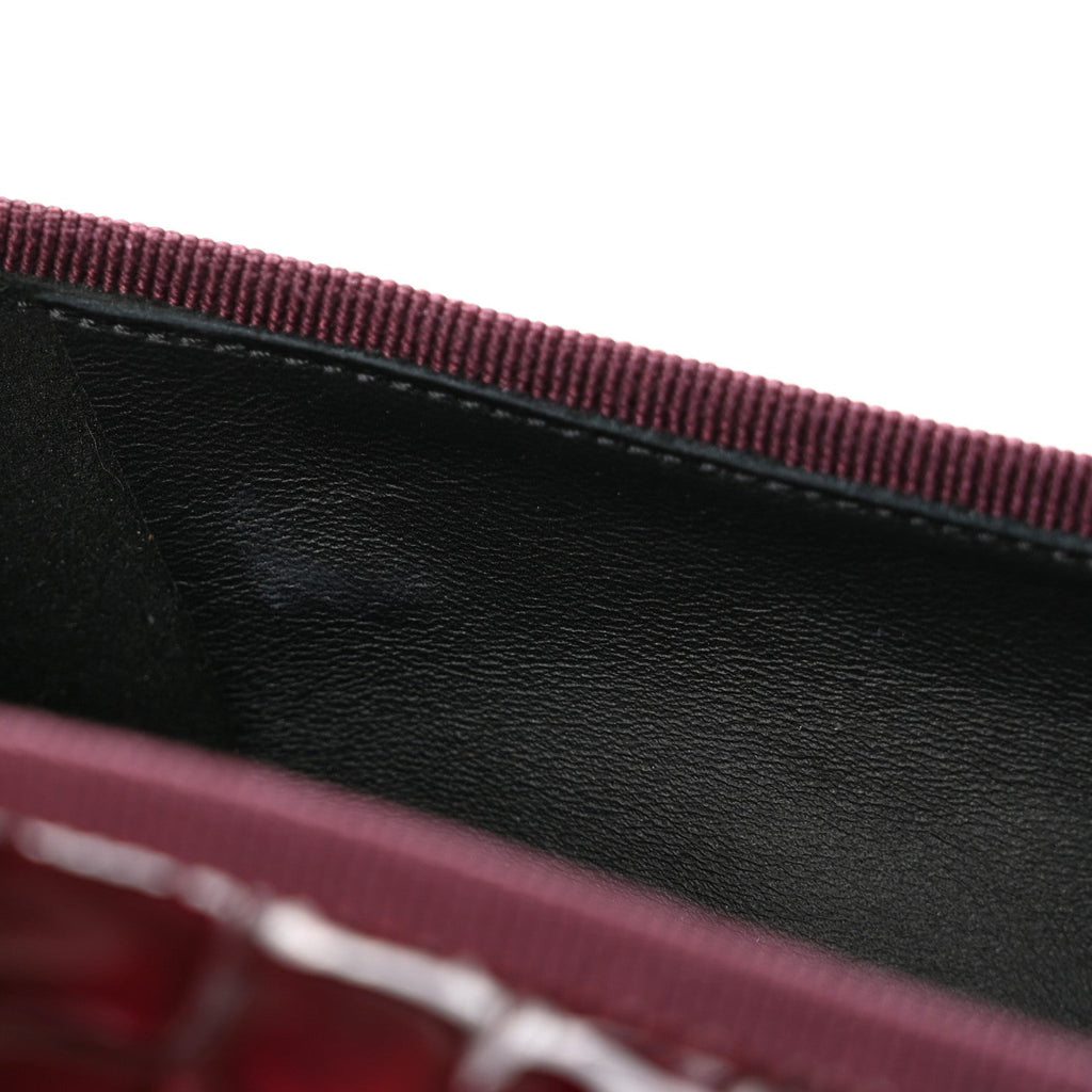 Patent Calfskin Crocodile Embossed Ballerina Flats 37 Dark Burgundy Black