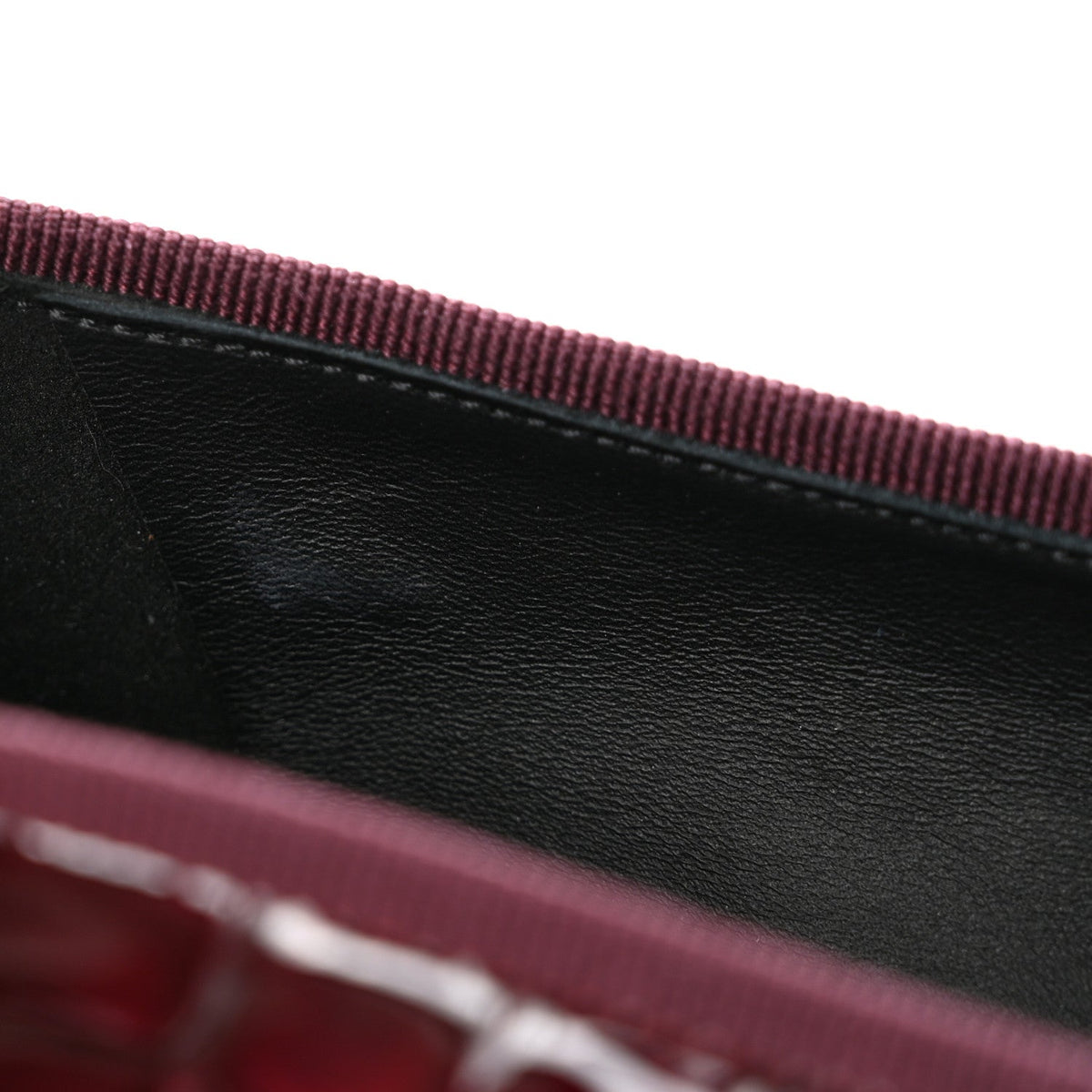 Patent Calfskin Crocodile Embossed Ballerina Flats 37 Dark Burgundy Black