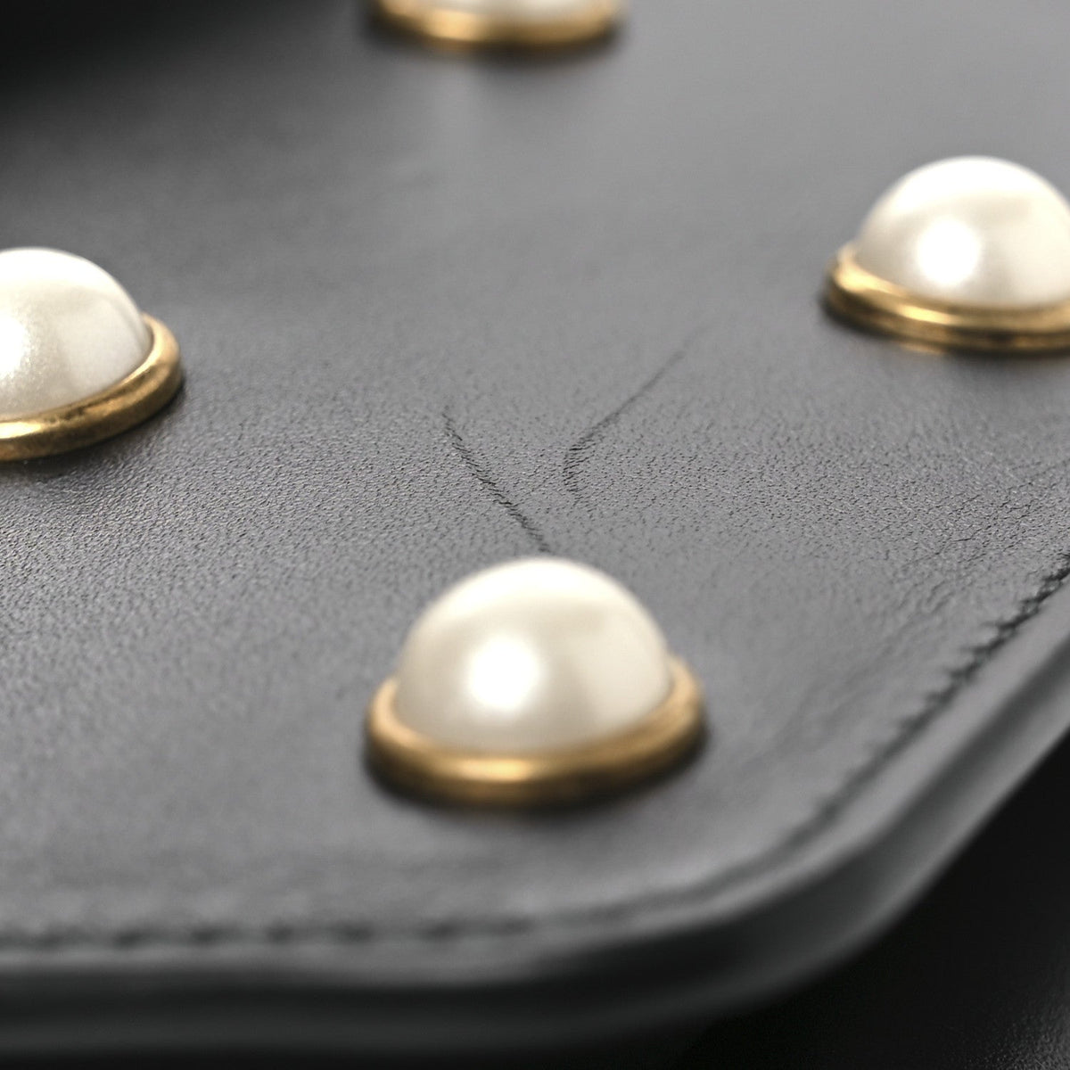Nappa Pearl Studded Mini Queen Margaret Broadway Shoulder Bag Black
