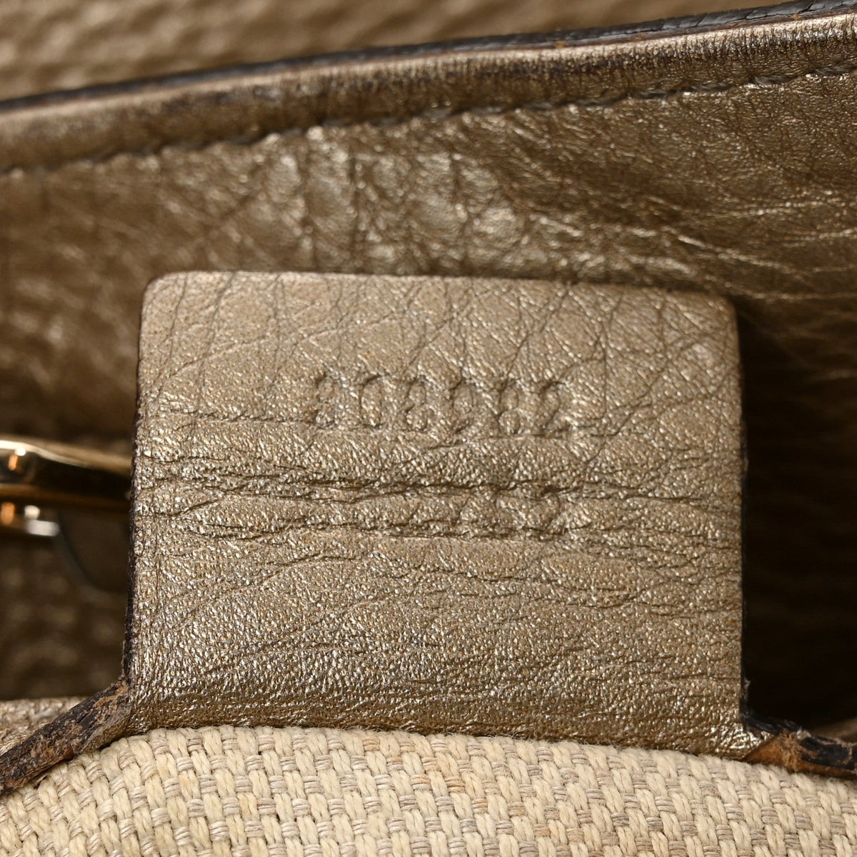 Metallic Pebbled Calfskin Medium Soho Chain Shoulder Bag Golden Beige