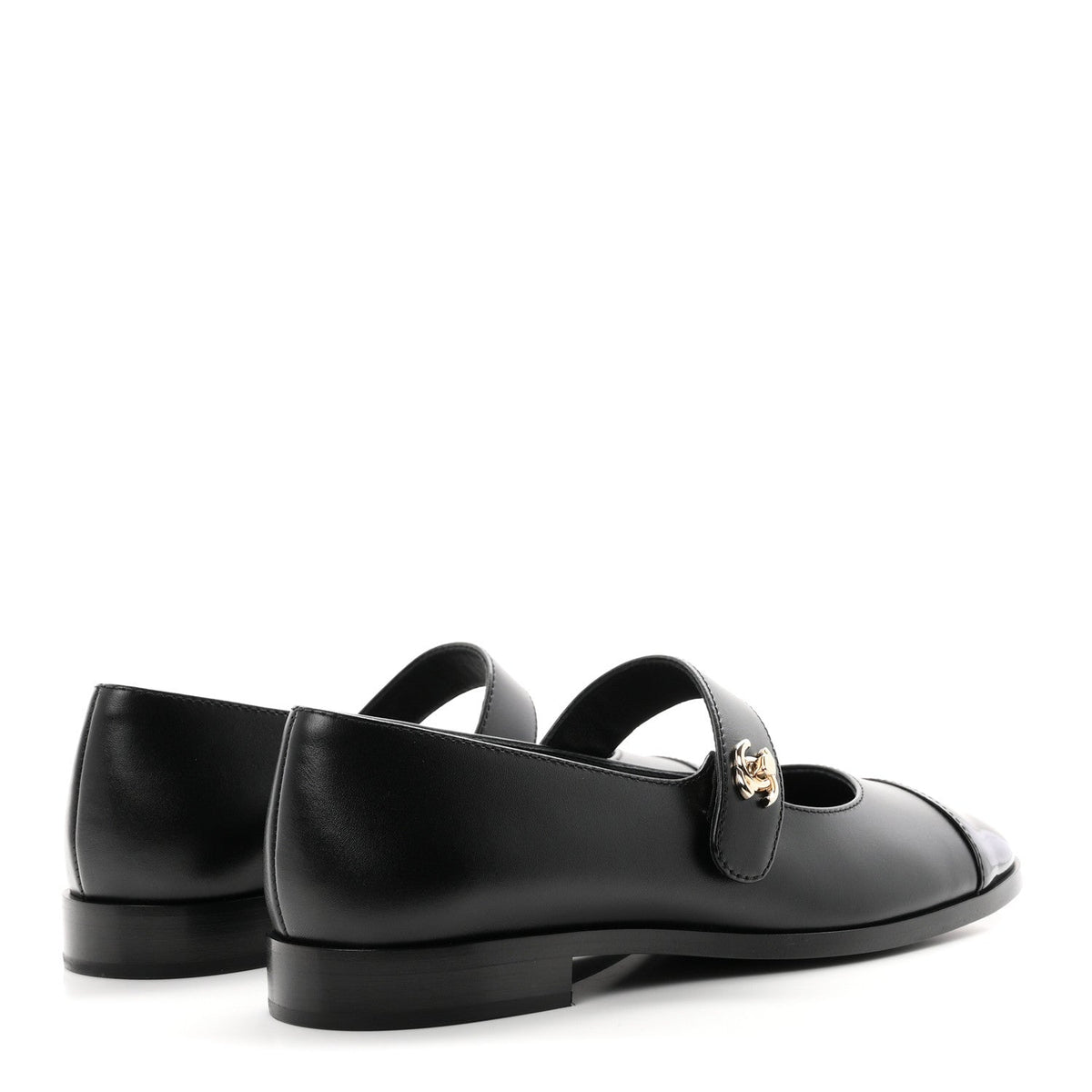 Calfskin Patent Mary Janes Flats 37 Black