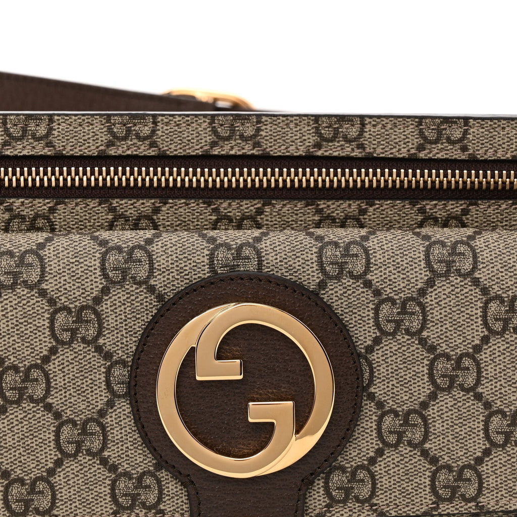 GG Supreme Monogram Textured Dollar Calfskin Blondie Belt Bag  Beige Ebony New Acero