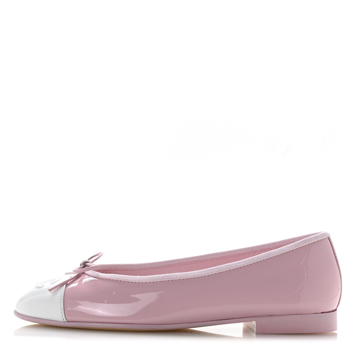 Patent Calfskin Cap Toe CC Ballerina Flats 36.5 Light Pink Dark Pink