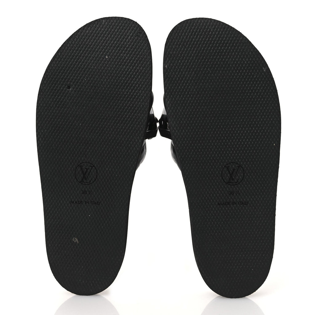Calfskin Embossed Monogram Sunset Flat Comfort Mule 38.5 Black