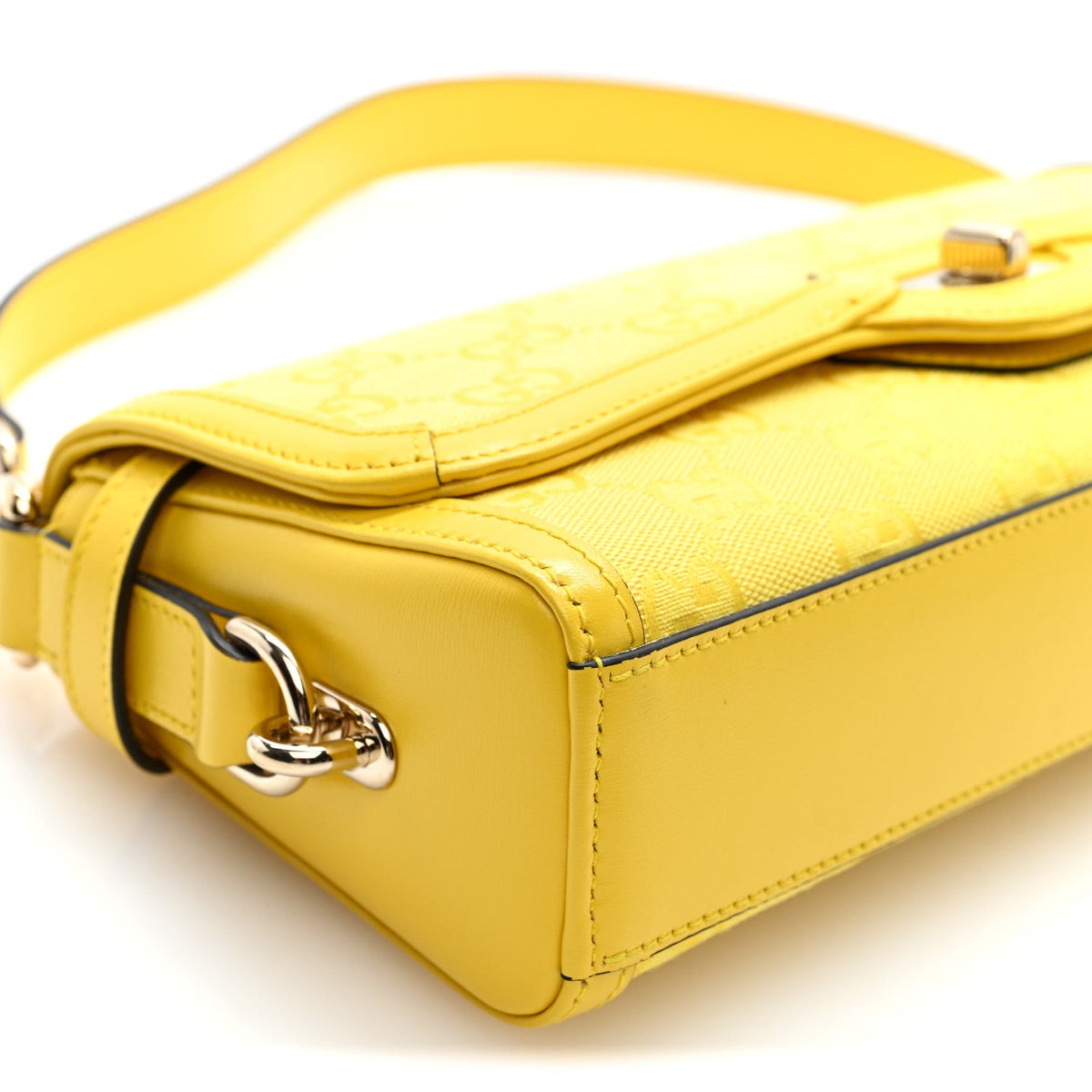 GG Monogram Textured Dollar Calfskin Small Luce Shoulder Bag Yellow Yellow