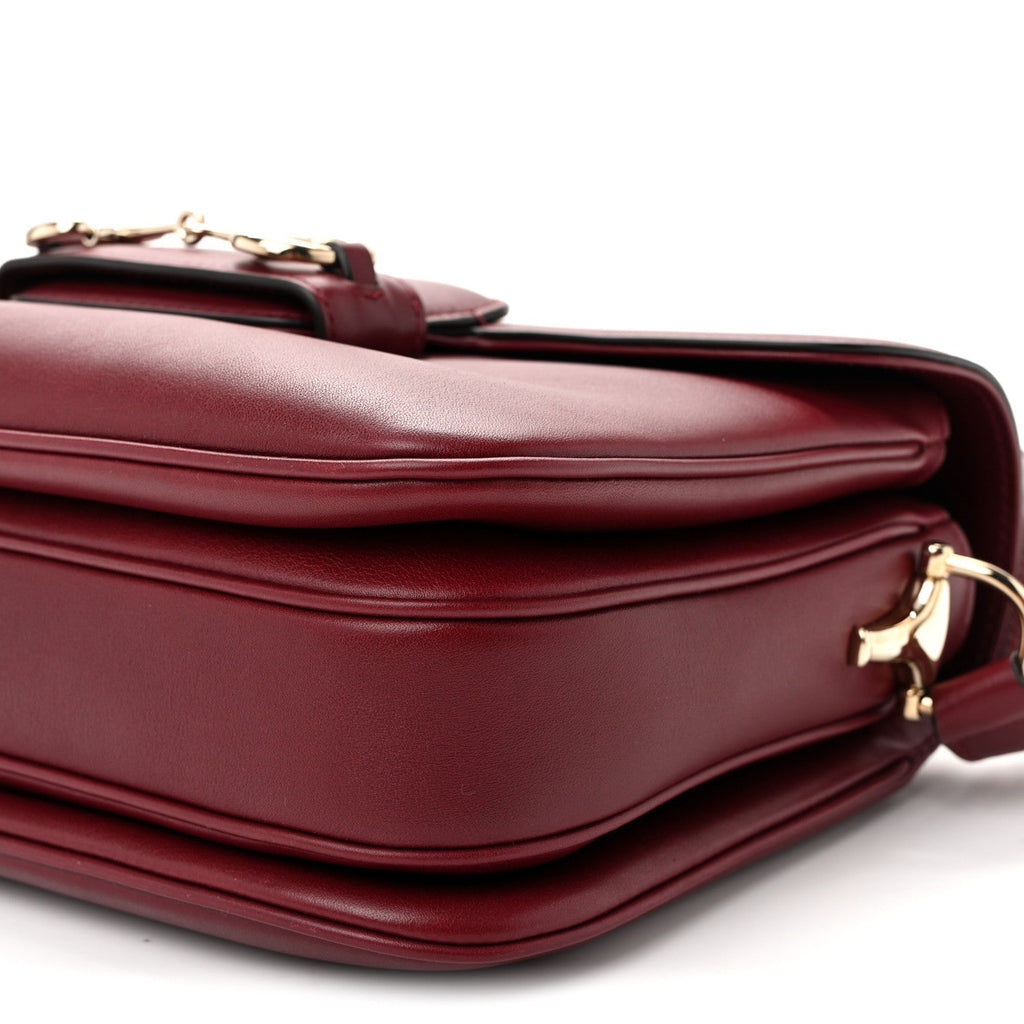 Arabella Calfskin Horsebit 1955 Soft Medium Shoulder Bag Rosso Ancora