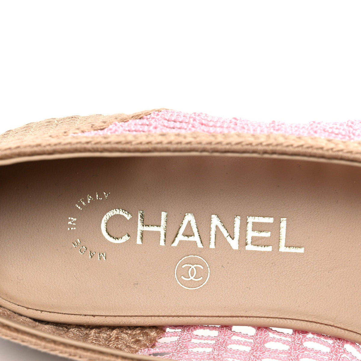 Raffia Cap Toe Ballerina Flats 37 Pink Beige