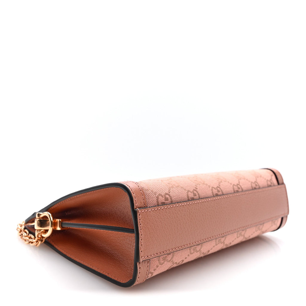 Monogram Textured Dollar Calfskin Small Ophidia Chain Shoulder Bag Cloche Rose Pink