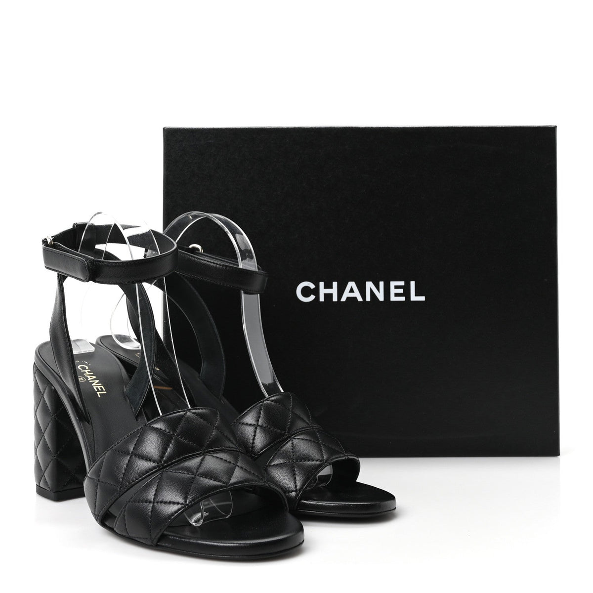 Lambskin Quilted Sandals 40 Black