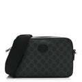 GG Supreme Monogram Azalea Calfskin Retro Interlocking G Wristlet Shoulder Bag Black
