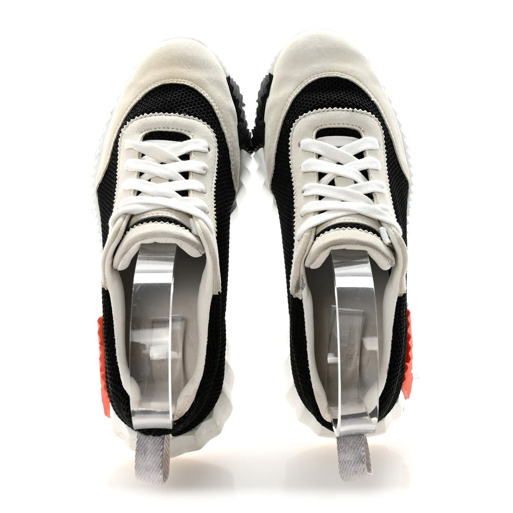 Air Mesh Suede Goatskin Bouncing Sneakers 35 Black Orange